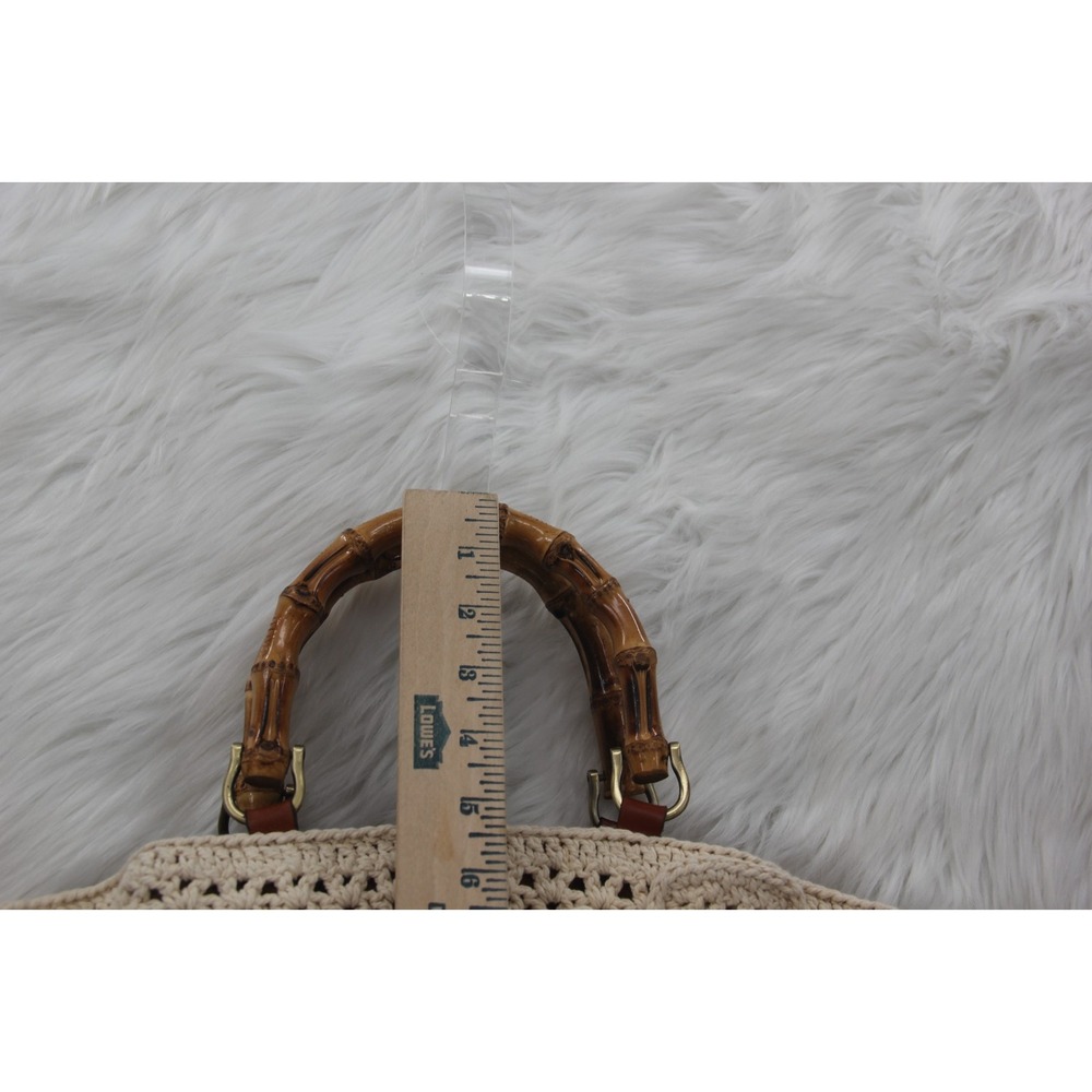 PATRICIA NASH Cantinella Crochet Bamboo Handle Satchel Bag Purse Grannycore - Picture 3 of 12